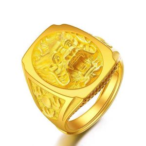 Anillos de racimo de oro amarillo de 18 quilates para hombres Tres Nsional Dragon Dominante en forma de anillo de dedo Compromiso Joyería fina Regalos Entrega de gota DHBDD