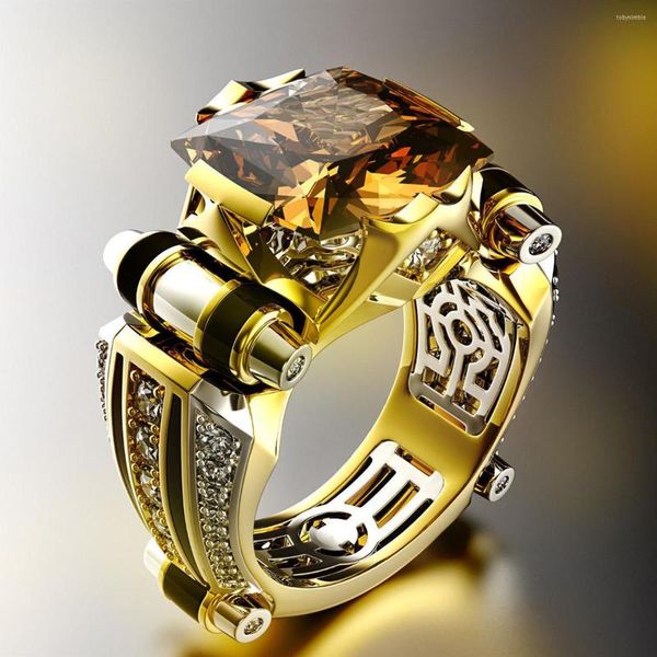 Bagues de cluster 18 carats jaune / blanc pour femmes et hommes bandes de mariage en diamant noir de luxe mode vintage bijoux en or unisexe