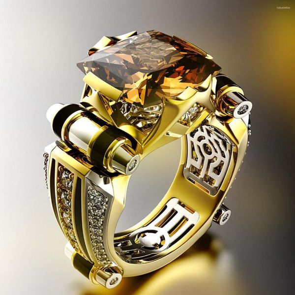 Anillos de racimo 18k amarillo / blanco para mujeres y hombres Bandas de boda de diamante negro Moda de lujo Joyería de oro vintage Unisex