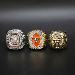 Anillos de clúster 1969 2005 2018 Texas Longhorn University Rose Bowl Championship Ring de 3 piezas
