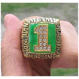 Clusterringen 1989 Miami Hurricanes National Championship Ring Groothandel Fan Gift Drop Drop Delivery Sieraden Ring Dhdnn