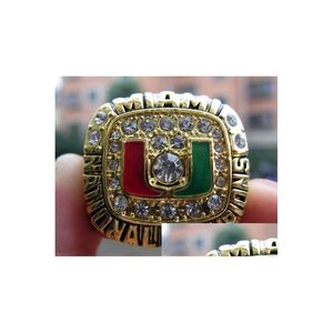 Cluster Rings 1991 Miami Hurricanes National Championship Ring Wholesale Fan Gift Drop Drop Delivery Sieraden Ring Dhikb