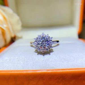 Cluster ringen 1ct Moissanite diamanten ring 6,5 mm Lab gemaakt 925 zilver briljant geslepen bruid verloving dames luxe sieraden liefhebbers voorstel geschenk