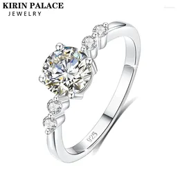 Cluster anneaux 1CT Ring Moisanite pour femmes solides 925Sliver White Gold plaqué 18k Star cachée et anniversaire Soleil Engagement de mariage