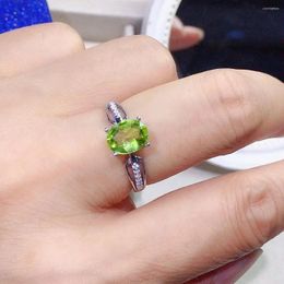 Cluster Ringen 1ct Natuurlijke Peridot Ring 6mm 8mm VVS Grade 925 Zilver Voor Kantoor Vrouw 18K Gold plating Edelsteen Sieraden