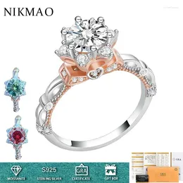 Cluster anneaux 1CT réel bague Moisanite avec certificat 925 Gra pour femmes Design de luxe Fine bijoux diamant de mariage d'anniversaire cadeaux