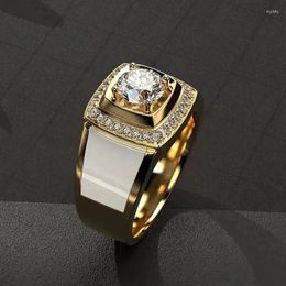 Clusterringen 1PC Zakelijk Modieus Witte Zirkonia Ring Voor Heren Daten Feest Bruiloft Verloving Sieraden Accessoires Valentijnsdag Geschenk