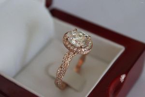 Cluster anneaux 1pc Crystal Zircon Ring Rose Gold Color Fashion Micro Incrup Jewelry