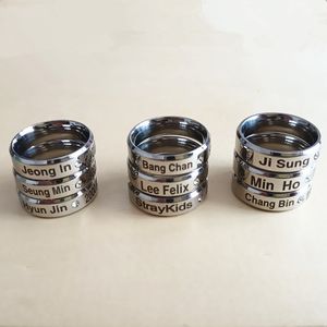 Anillos de racimo 1 pieza Kpop Stray kids miembros cumpleaños cristal para Mujeres Hombres joyería Acero inoxidable Anillos Mujer 230630