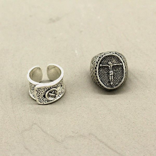 Bouton de mode Punk Ring Retro Metal Punk Retro Metal Jésus Jésus Crois