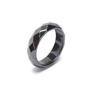 Clusterringen 1Pc Gladde Zwarte Hematiet Ring Sieraden Paar Eenvoudig Cadeau Uni Galsteen Mode Ol Voor Mannen Vrouwen Drop Levering Dhjxu