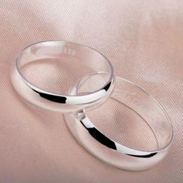 Clusterringen 1 stks Authentiek 999 Pure Silver Ring Liefhebber Paar Men Vrouwen Simple Smooth Surface Wissing Finger Tail Paar geschenk