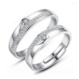 Bagues de cluster 1pcs Fashion Couple Bague réglable Ouverture Coeur Affinité Promesse pour les femmes Creative Simple Décoration de mariage Bijoux