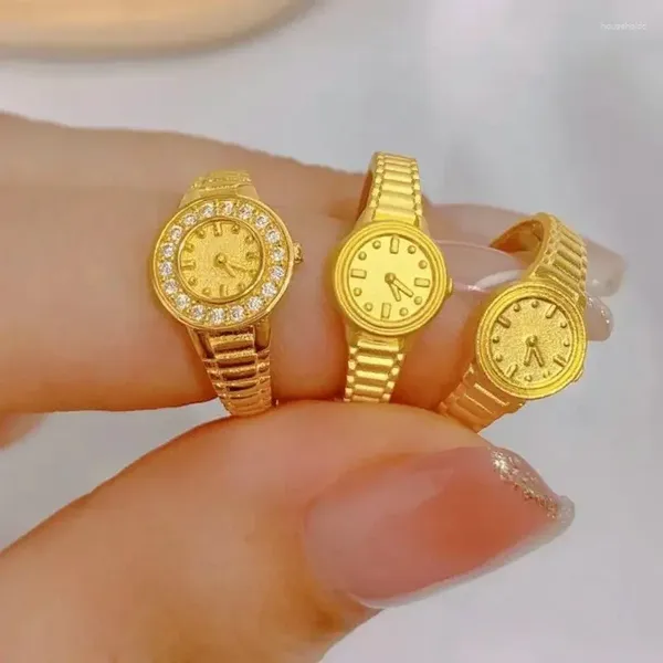 Cluster anneaux 1pcs punk pour femmes man hoster ratro gold watch forme personnalité anneau ajusté d'ouverture de bijoux accessoires