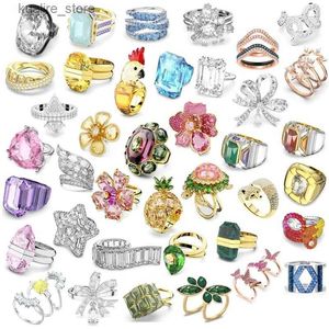 Clusterringen 2-2023 Ring Fashion Luxury sieraden Klassiek Oostenrijkse kristal trouwring Charm Dames ring Hoge kwaliteit Gift Band L240315