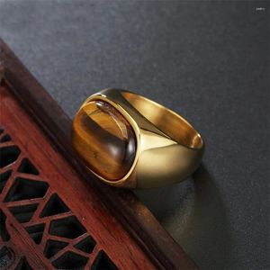 Cluster Ringen 2 Kleur Natuurlijke Tijgeroog Bloem Band Stenen Ring Voor Mannen Vrouwen Antiek Verzilverd Mode-sieraden