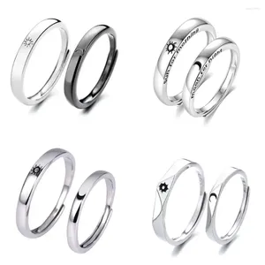 Clusterringen 2 PCS Sun Moon Matching paar vriendschap Liefhebber open verstelbare ringbetrokkenheid bruiloftliefhebbers Kit Valentijnsdag cadeau