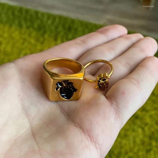 Anillos de racimo 2 piezas / set Rompecabezas humano Corazón anatómico para mujeres Hombres Hip Hop Anillo de acero inoxidable Punk Pareja Joyería Regalo de boda BFF