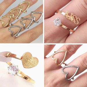 Cluster Ringen 20/36pcs Liefde Hart Kus Ring Dames Schattig Roestvrij Staal Charm Party Lovers Sieraden Meisjes Gift