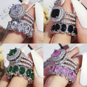 Cluster Ringen 2021 925 Sterling Zilver Kussen Ovale Vinger Ring Sets Voor Vrouwen Sieraden Pure Wedding Engagement Groothandel R5847