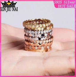 Cluster Anneaux 2021 Arrivations 925 STERLING Silver Honeycomb Inlaid Stone Female Set Cercle Rose Gold Diamond For Women8927152