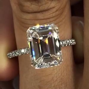 Cluster Ringen 2021 Emerald Cut 3ct Lab Diamond Ring 925 Sterling Zilveren Sieraden Engagement Wedding Band Voor Vrouwen Bridal Party Accessoire