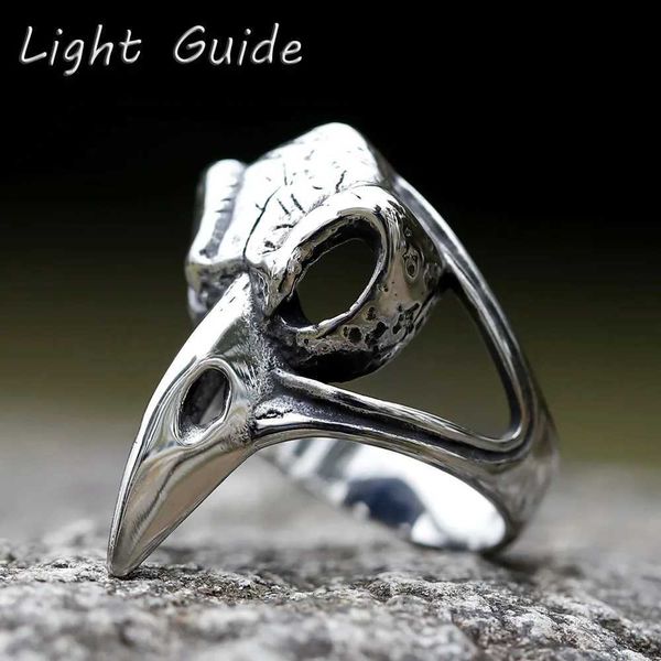 Anneaux de cluster 2022 New Mens 316l Anneaux en acier inoxydable vintage viking Raven Head ring pour adolescents bijoux animaux cadeaux livraison gratuite 240408