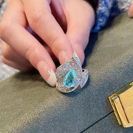 Cluster anneaux 2022 tendance Calla fleur de lys pour les femmes menthe vert Zircon anneau ouvert luxe éternité promesse Vintage bijoux