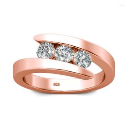 Anillos de racimo 2022, tendencia, anillo de moissanita para mujer, 3 piedras para compromiso, plata de ley certificada Gra, joyería de boda para citas 925