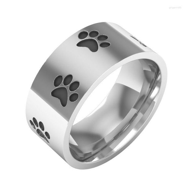 Anillos de racimo 2023 8mm exterior plano interior arco acero inoxidable perro anillo mascota titanio marea hombres adornos