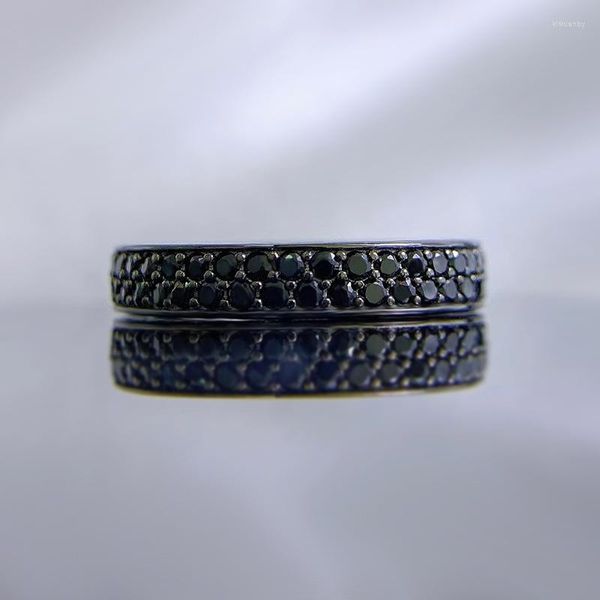 Cluster Rings 2023 925 Argent Européen Et Américain Black Diamond Pairing Ins Cool Style Layered Ring