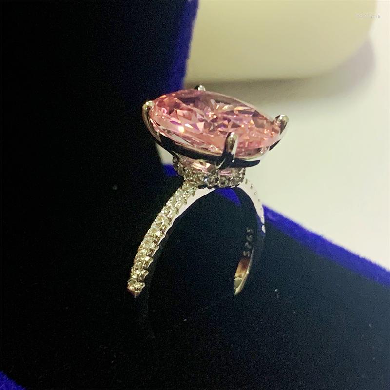 Klusterringar 2023 ankomster lyxiga ovala rosa sten s925 silver för kvinnor bröllop engagemang finger smycken unik personlig gåva