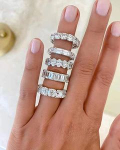 Clusterringen 2023 Aankomst Luxe Princess Cut Silver Color Aesthetic Eternity Band Ring For Wedding Women Party Gift Sieraden Z18