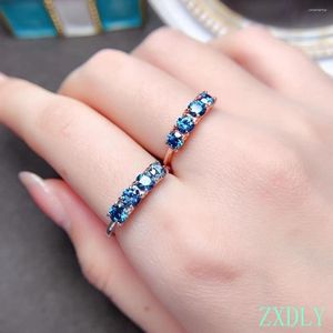 Cluster Ringen 2023 Blue Moissanite Ring 925 Sterling Zilver Glanzend Lab Diamond Pass Test Engagement Voor Vrouwen Sieraden Party gift