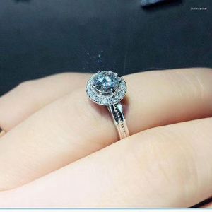 Cluster Ringen 2023 Knetterende Moissanite Edelsteen Ring Voor Vrouwen Sieraden Engagement Wedding 925 Zilveren Verjaardagscadeau Liefde