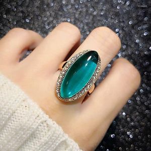 Clusterringen 2023 Dark Green Verstelbare Vintage Fashion Prom Party Jewelry for Women Birthday Sister Personalised Gift D1005