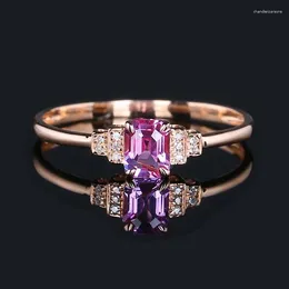 Cluster Ringen 2023 Prachtige Mode Simulatie Roze Toermalijn Zirkoon Voor Vrouwen Elegante Bruiloft Verlovingssieraden Verstelbare Bague