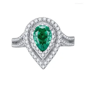 Clusterringen 2023 Mode S925 Zilver High Carbon Diamond 6 9 Peervormige Groene Ring Dames Europese En Amerikaanse Ins Stijl