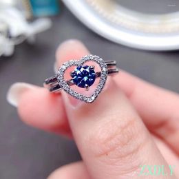 Clusterringen 2023 Hartstijl Blue /Champagne Moissanite Ring For Women Sieraden 0.5ct Gem Engagement 925 Silver Party Gift Disassemble