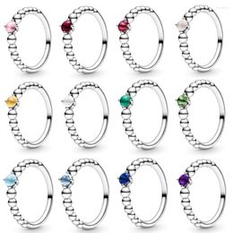 Cluster anneaux 2023 argent de haute qualité 925 janvier à décembre anneau perlé bijoux de femme originale pour petite amie cadeau d'anniversaire de fiançailles