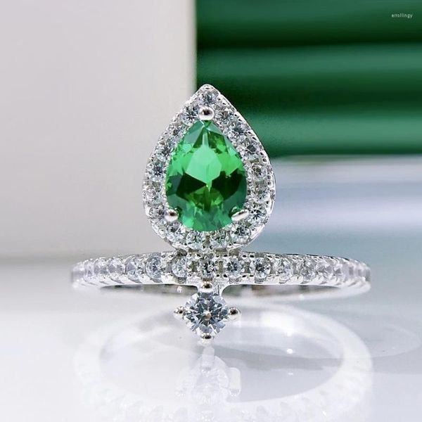 Bagues de grappe 2023 une émeraude diamant unique simple et polyvalent dames tempérament proposition bague femme