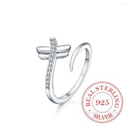 Anillos de racimo 2023 Retro antiguo cristal libélula anillo de dedo Real 925 plata esterlina pulgar para mujeres señoras moda joyería Bohemia