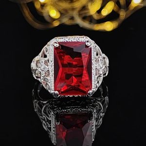 Cluster Anneaux 2023 Rétro Rouge Couleur Argent Designer Bague de Fiançailles Pour Femmes Lady Anniversaire Cadeau Bijoux En Gros R5467