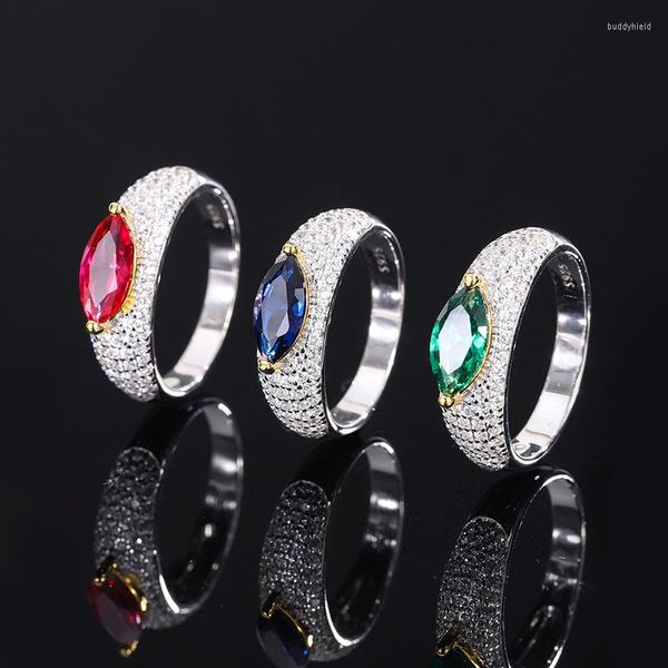 Cluster Rings 2023 S925 Full Body Silver Ring Simulation Couleur Treasure Premium Texture Horse Eye 5 10 Diamond Girl