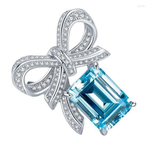 Anillos de clúster 2023 S925 Conjunto con 9 12 tesoros azules de mar de mariposa de diamante de diamante de diamante de diamante Border Europa y América