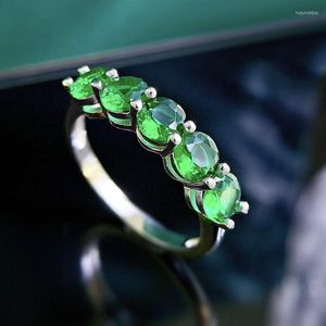 Clusterringen 2023 S925 Silver 40 Cent Emerald Ring Luxe rondom Europees en Amerikaans meisje