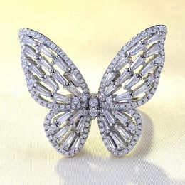 Anillos de racimo 2023 S925 Plata Personalizada Mariposa Anillo Sterling Amplia Edición Joyería de estilo europeo y americano