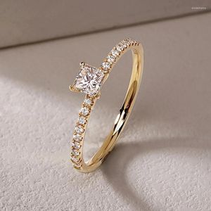 Clusterringen 2023 S925 Silver Sugar Ring Princess Square Diamond Wedding Voorstel