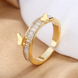 Anillos de racimo 2023 S925 plata esterlina luz lujo encanto mariposa circón anillo abierto para mujeres moda regalo de boda joyería