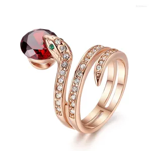 Anillos de racimo 2023 Serpiente de calidad superior Mostrar anillo de cuentas Color oro rosa Cristales austriacos Tamaño completo 5.5 6 6.5 7 8 9 Gota al por mayor